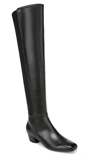 Naturalizer Reese Black Leather Over The Knee Square Toe Side Zip Boots 6M thumbnail 1