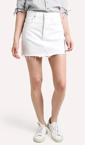 Agolde Quinn Hi Rise White Denim Skirt Sz 27 thumbnail 1