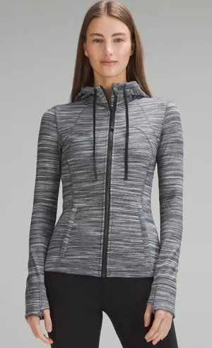 Lululemon Gray Hooded Define Jacket Heathered Stripe Full Zip Athleisure size 6 thumbnail 1