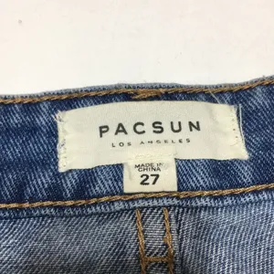 PacSun • Denim Floral Embroidered Raw Hem Jean Skirt Size 27 thumbnail 3