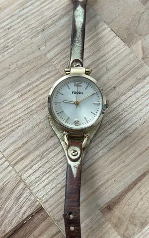 Fossil Georgia Ladies Watch Genuine Leather Strap Gold Dial Case New Battery thumbnail 4