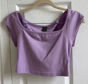 Shein Ribbed Crop Top Purple thumbnail 1