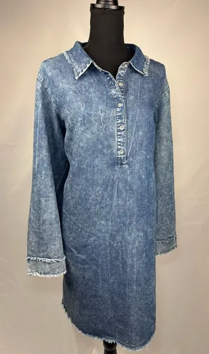 Shirt Dress Denim Button-Front Shirt Dress - Blue thumbnail 1