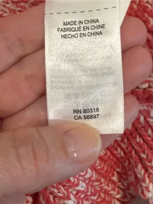 Lucky Brand Red & Cream Marled 100% Cotton Knit Sweater Small thumbnail 7