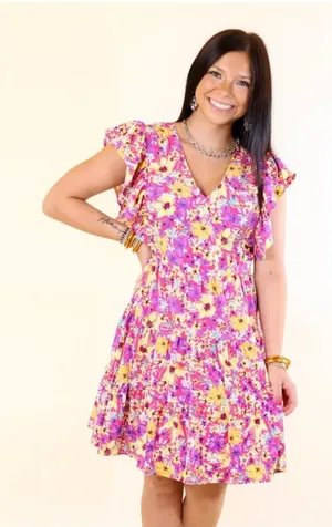 Entro floral mini v-neck dress, size Small thumbnail 1