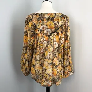 Free People Boho Floral Cool Meadow Printed Top in Midnight Combo Medium NEW thumbnail 7
