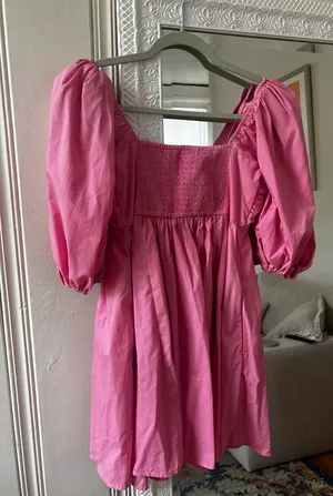 Abercrombie Puff Sleeve Emerson Mini Dress Pink thumbnail 4