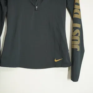 Nike Dri-FIT Womens Small Quarter Zip Running Top Black Gold Just Do It Athletic thumbnail 2