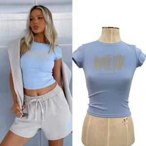 White Fox Boutique Archive 6.0‎ Baby Tee Sky Blue Shirt Short Sleeve Size XXS thumbnail 2