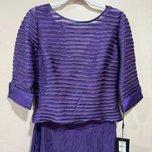 Moshita Couture Size 12 NWTs Style 6189 Purple Short Sleeve Midi Dress thumbnail 2
