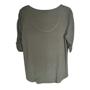 The Nines by Hatch Women Sz M Elbow Sleeve Scoop Neck Shirred Maternity T-Shirt thumbnail 6