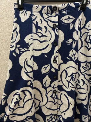 Maeve By Anthropology Amiens Flounce Floral Blue & White Midi Skirt M thumbnail 7