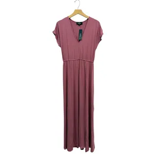 Lulus Rusty Rose V-Neck Jersey Knit Maxi Dress size Medium NWT thumbnail 2
