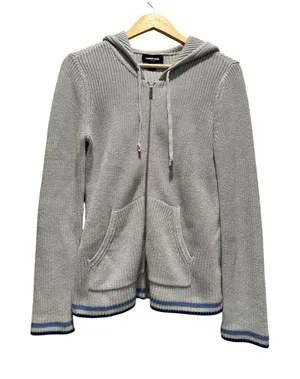 Lands End Women's Blue Full Zip Hooded Cotton Sweater Size‎ XS thumbnail 1