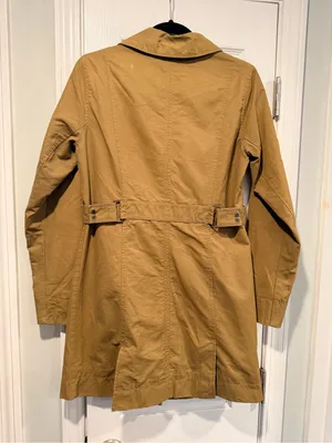 Eddie Bauer Size XS Tan Khaki Button Front Lined Mid Length Trench Coat Jacket thumbnail 6