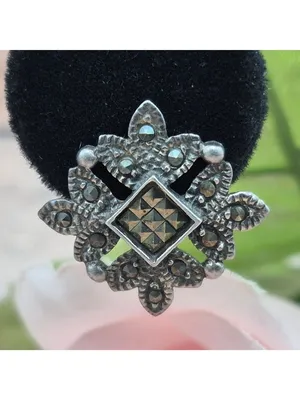 Cute 925 & Marcasite Silver Pierced Stud Earrings Whimsigoth Witchy Classic thumbnail 4