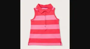 Gap BabyGap Pink Stripe Sleeveless Polo Top Girls 9-12 Months thumbnail 4