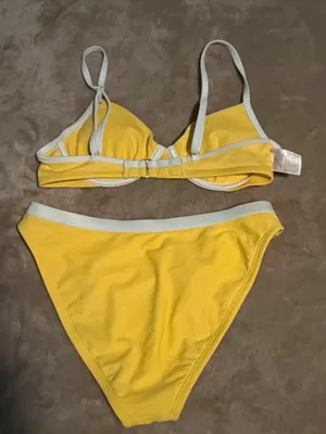 Shade & Shore Yellow and White Two-Piece Bikini thumbnail 2