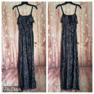 Element Eden Black Dot Paisley Print Spaghetti Strap Strapless Maxi Dress Size L thumbnail 2