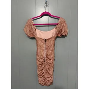 Hello Molly Pink Frequent The Club Sequin Draped Sleeves Ruched Mini Dress 2 thumbnail 5