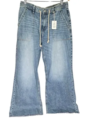 Lucky Brand Womens Blue Denim Drawstring Elastic Waist Utility‎ Jeans L 147987 thumbnail 1