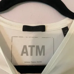 ATM White Cropped Cross-over Tee Stretchy Minimalist Sporty Women's size Small thumbnail 2