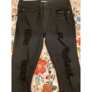 Express Black‎ Mid Rise Stretch Distressed Skinny Legging Jeans Size 6 thumbnail 2