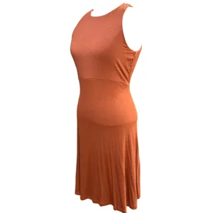 Workshop L Sleeveless A-Line Knit Dress Rust Orange Soft Stretch Bohemian Earthy thumbnail 3