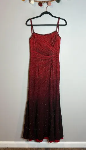 Vintage Y2K silk beaded ombre formal dress thumbnail 1