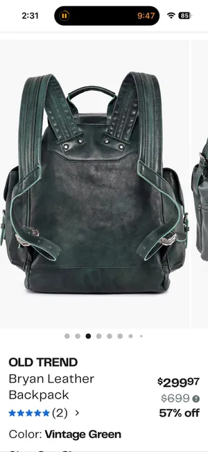Old Trend Bryan Leather Backpack Green thumbnail 6
