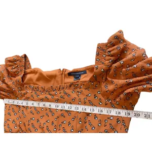 French Connection Dress Orange Floral Square Neck‎ Long Sleeve Midi thumbnail 8