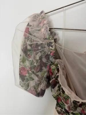 House of CB Nina Vintage Floral Gathered Mesh Bodysuit M thumbnail 4