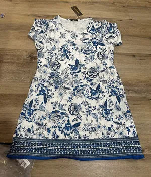 Women’s ' White and Blue Floral Dress thumbnail 1
