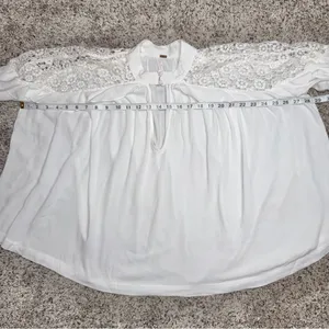 Free People Little Bit Of Love Lace Top White Small OB652064 Boho Crochet Ruffle thumbnail 9
