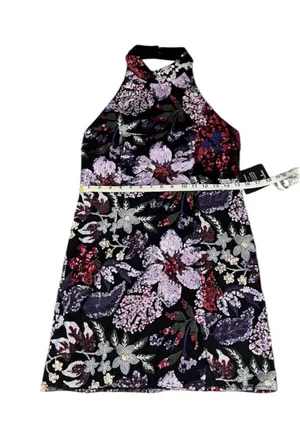 NWT Lulus Gorgeous Shine Black Multi Floral Sequin Backless Mini Dress thumbnail 4