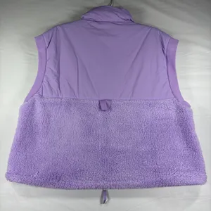 JoyLab Womens Mixed Media Sherpa Fleece Puffer Vest Purple Large New Winter Chic thumbnail 8