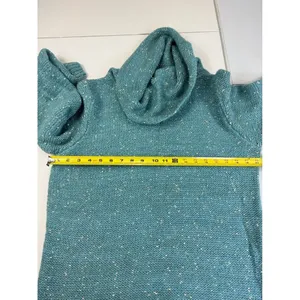 Molly Bracken‎ Teal Blue Cowl Neck Tunic Sweater Metallic Speckled L/XL LA499H20 thumbnail 4