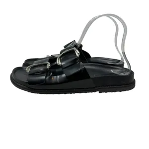 Zara Slide Sandals Buckles‎ Double Strap Faux Leather Black Size 41 US 10 thumbnail 9
