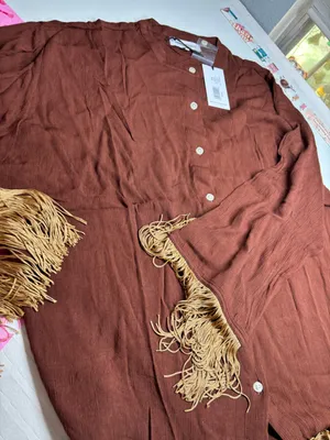 NWT WeWoreWhat Fringe Smocked Pants Saddle Brown XXS Boho set thumbnail 4