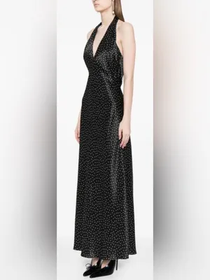 NEW Reformation Daniela Silk Selene Polka Dots Halter Maxi Sz 6 thumbnail 7