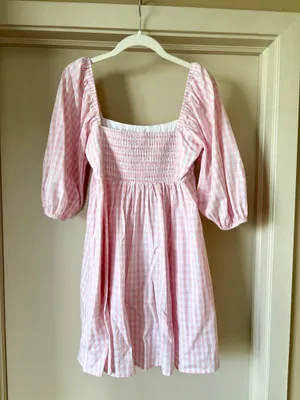 Francesca’s Pink Gingham Mini Dress Small thumbnail 3