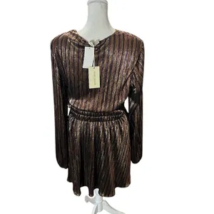 Ramy Brook Elise Metallic Wrap Mini Dress Gold Bronze NWT L thumbnail 8