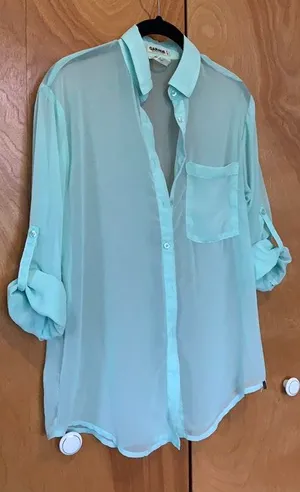 Sheer Mint Green Button Down thumbnail 2