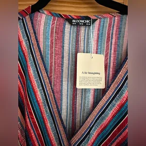 BloomChic Striped Contrast Dolman Sleeve Shirred Pocket Maxi Dress size 12 nwt thumbnail 8