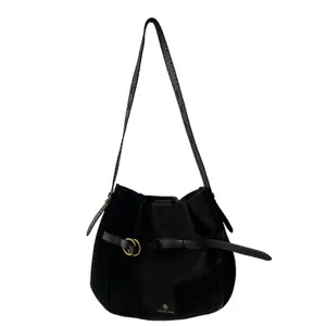Michael‎ Kors Black Suede Leather Tote Bag Gold Hardware Crossbody Large Rare thumbnail 2