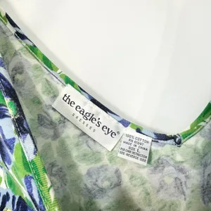 VTG The Eagle's Eye Large Midi Dress Floral Sleeveless Blue Green Bow 80s‎ 1600 thumbnail 3