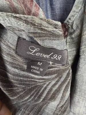 Anthropologie Level 99 Women's Sz M Jumpsuit Gray Chambray Tropical Linen Blend thumbnail 7