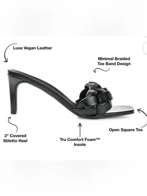 Journee Collection Black Open Toe Mule Heel Sandals Size 8 thumbnail 4