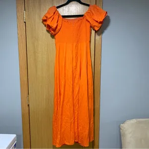 ASTR The Label Orange Off The Shoulder Midi A-Line Dress - Size Medium thumbnail 4