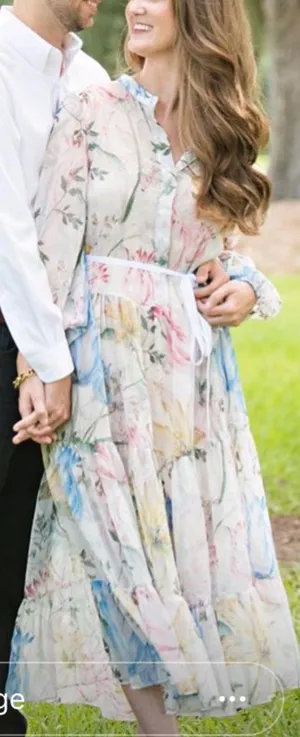 H&M Floral Pastel Midi Dress thumbnail 1